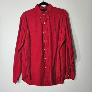 Ralph Lauren Classic Fit Long Sleeve Red Button Up Shirt Mens Size Large